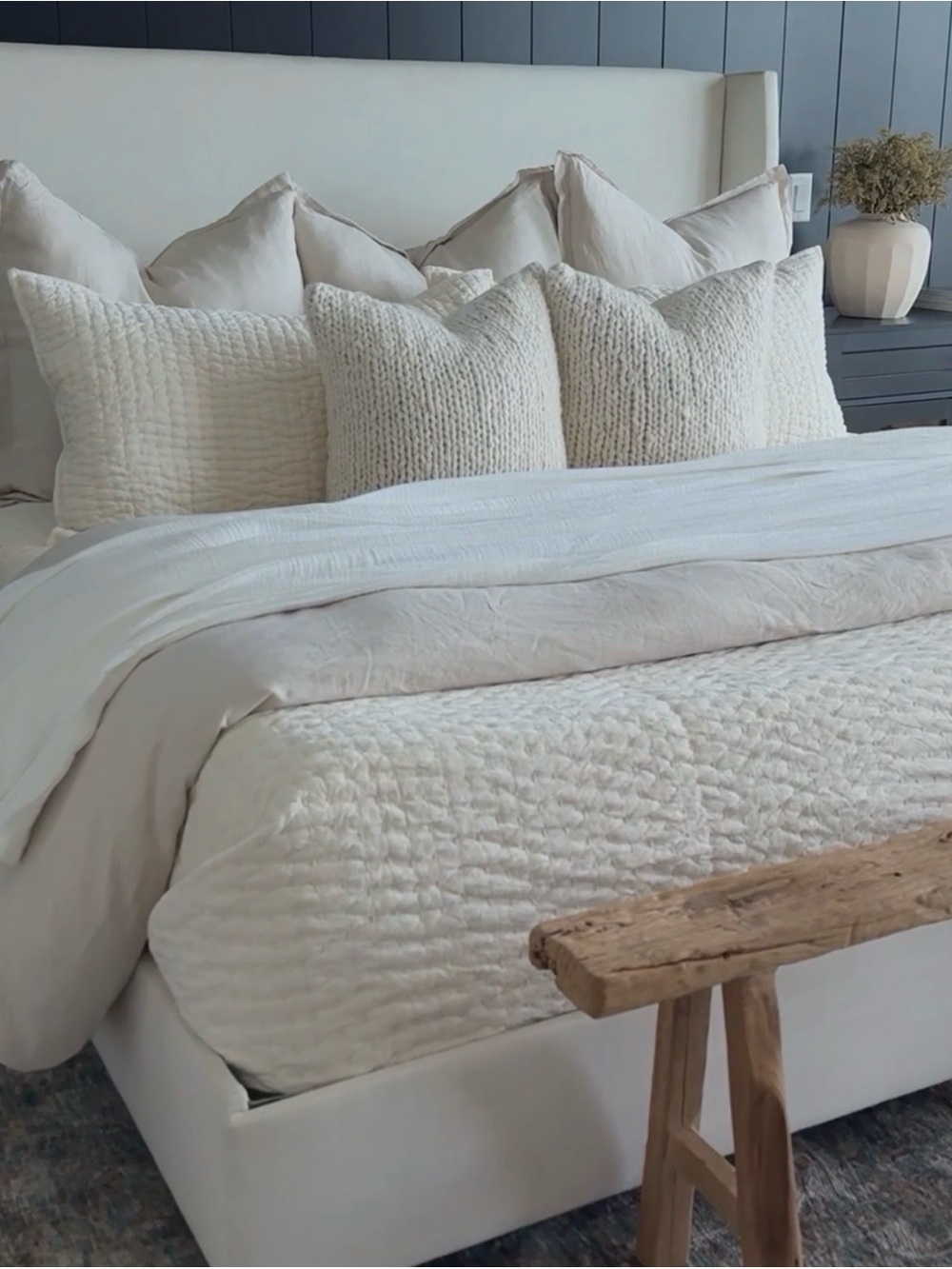 NWOT European Double Sided Full/Queen Quilt Set in Navy - Retail $190 - Picture 7 of 7